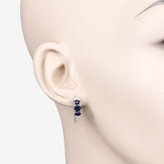 Bids.com 1.66 Carat Genuine Blue Sapphire and White Topaz .925 Sterling Silver Earrings Earrings