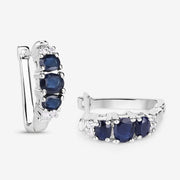 Bids.com 1.66 Carat Genuine Blue Sapphire and White Topaz .925 Sterling Silver Earrings Earrings