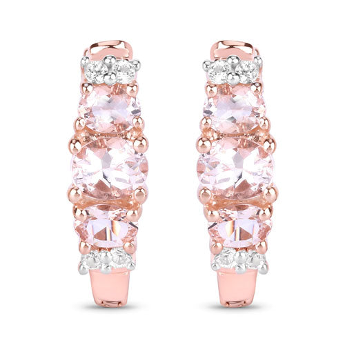 Bids.com 1.32 Carat Genuine Morganite and White Topaz .925 Sterling Silver Earrings Earrings