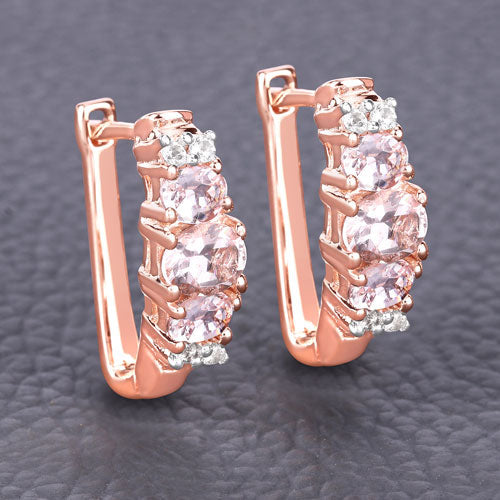 Bids.com 1.32 Carat Genuine Morganite and White Topaz .925 Sterling Silver Earrings Earrings