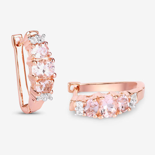Bids.com 1.32 Carat Genuine Morganite and White Topaz .925 Sterling Silver Earrings Earrings