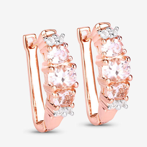 Bids.com 1.32 Carat Genuine Morganite and White Topaz .925 Sterling Silver Earrings Earrings