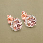 Bids.com 0.93 Carat Genuine Morganite and White Diamond 14K Rose Gold Earrings Earrings