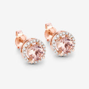 Bids.com 0.93 Carat Genuine Morganite and White Diamond 14K Rose Gold Earrings Earrings