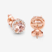 Bids.com 0.93 Carat Genuine Morganite and White Diamond 14K Rose Gold Earrings Earrings
