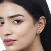 Bids.com 0.91 Carat Genuine Zambian Emerald and White Diamond 14K White Gold Earrings Earrings
