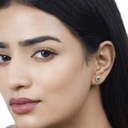 Bids.com 0.91 Carat Genuine Zambian Emerald and White Diamond 14K Yellow Gold Earrings Earrings