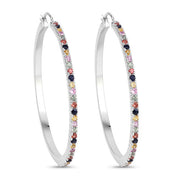 Bids.com 2.24 Carat Genuine Multi Sapphire .925 Sterling Silver Earrings Earrings