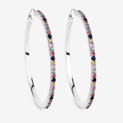 Bids.com 2.24 Carat Genuine Multi Sapphire .925 Sterling Silver Earrings Earrings