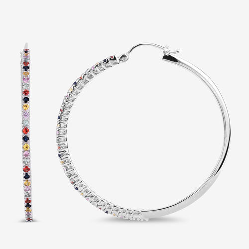 Bids.com 2.24 Carat Genuine Multi Sapphire .925 Sterling Silver Earrings Earrings