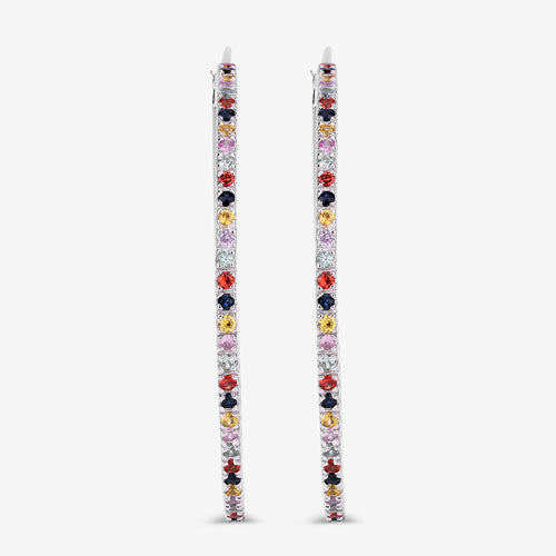 Bids.com 2.24 Carat Genuine Multi Sapphire .925 Sterling Silver Earrings Earrings