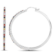 Bids.com 2.24 Carat Genuine Multi Sapphire .925 Sterling Silver Earrings Earrings