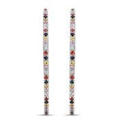 Bids.com 2.24 Carat Genuine Multi Sapphire .925 Sterling Silver Earrings Earrings