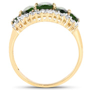 Bids.com 18K Yellow Gold Plated 2.70 Carat Genuine Chrome Diopside and White Topaz .925 Sterling Silver Ring Rings