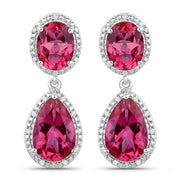 Bids.com 11.35 Carat Genuine Pink Topaz and White Diamond .925 Sterling Silver Earrings Earrings
