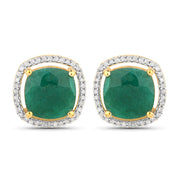 Bids.com 4.40 Carat Dyed Emerald and White Diamond .925 Sterling Silver Earrings Earrings