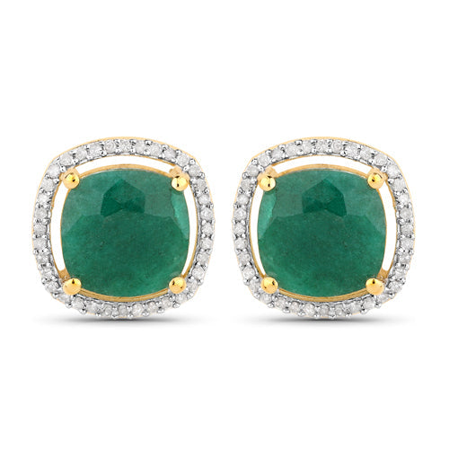 Bids.com 4.40 Carat Dyed Emerald and White Diamond .925 Sterling Silver Earrings Earrings