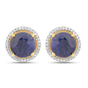 Bids.com 5.20 Carat Dyed Sapphire and White Diamond .925 Sterling Silver Earrings Earrings