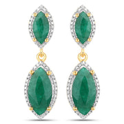 Bids.com 4.21 Carat Dyed Emerald and White Diamond .925 Sterling Silver Earrings Earrings