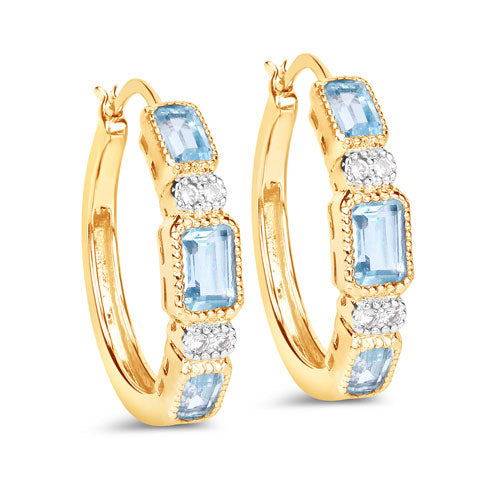 Bids.com 2.66 Carat Genuine Blue Topaz and White Topaz .925 Sterling Silver Earrings Earrings