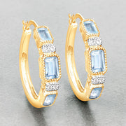 Bids.com 2.66 Carat Genuine Blue Topaz and White Topaz .925 Sterling Silver Earrings Earrings