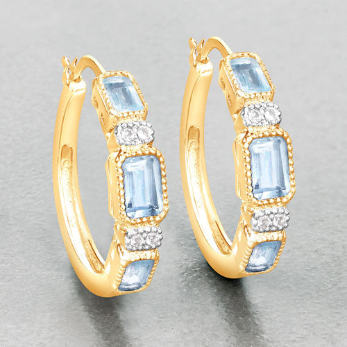 Bids.com 2.66 Carat Genuine Blue Topaz and White Topaz .925 Sterling Silver Earrings Earrings