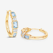 Bids.com 2.66 Carat Genuine Blue Topaz and White Topaz .925 Sterling Silver Earrings Earrings