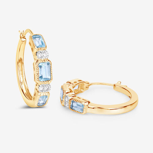 Bids.com 2.66 Carat Genuine Blue Topaz and White Topaz .925 Sterling Silver Earrings Earrings