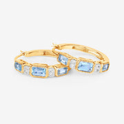 Bids.com 2.66 Carat Genuine Blue Topaz and White Topaz .925 Sterling Silver Earrings Earrings