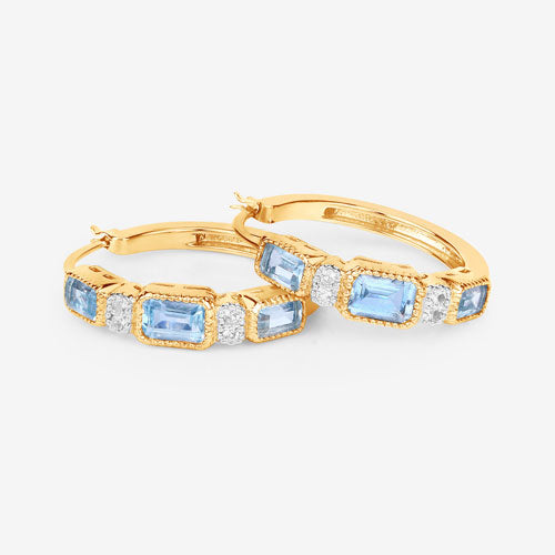 Bids.com 2.66 Carat Genuine Blue Topaz and White Topaz .925 Sterling Silver Earrings Earrings