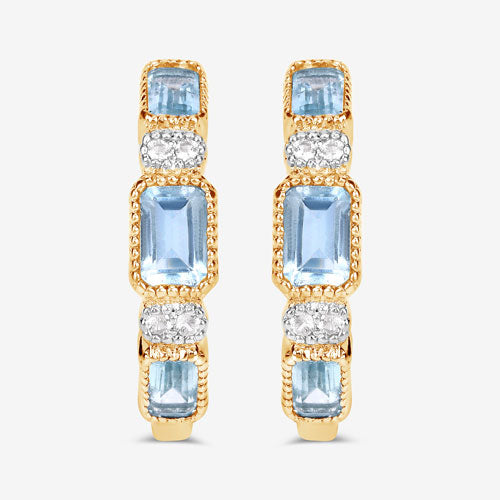 Bids.com 2.66 Carat Genuine Blue Topaz and White Topaz .925 Sterling Silver Earrings Earrings