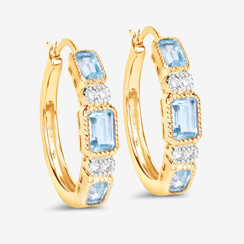 Bids.com 2.66 Carat Genuine Blue Topaz and White Topaz .925 Sterling Silver Earrings Earrings
