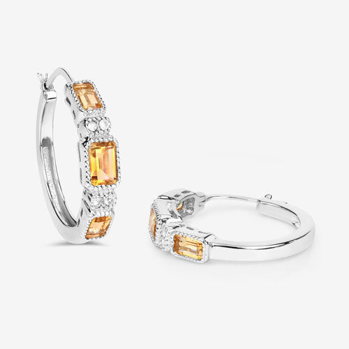 Bids.com 2.88 Carat Genuine Citrine and White Topaz .925 Sterling Silver Earrings Earrings