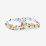 Bids.com 2.88 Carat Genuine Citrine and White Topaz .925 Sterling Silver Earrings Earrings