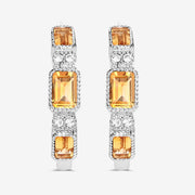 Bids.com 2.88 Carat Genuine Citrine and White Topaz .925 Sterling Silver Earrings Earrings