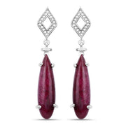 Bids.com 23.25 Carat Dyed Ruby and White Topaz .925 Sterling Silver Earrings Earrings