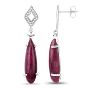 Bids.com 23.25 Carat Dyed Ruby and White Topaz .925 Sterling Silver Earrings Earrings