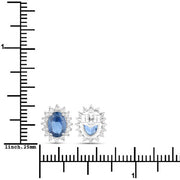 Bids.com 2.22 Carat Genuine Blue Sapphire and White Diamond 14K White Gold Earrings Earrings
