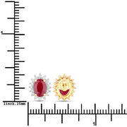 Bids.com 2.02 Carat Genuine Ruby and White Diamond 14K Yellow Gold Earrings Earrings