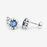 Bids.com 1.87 Carat Genuine Blue Sapphire and White Diamond 14K White Gold Earrings Earrings