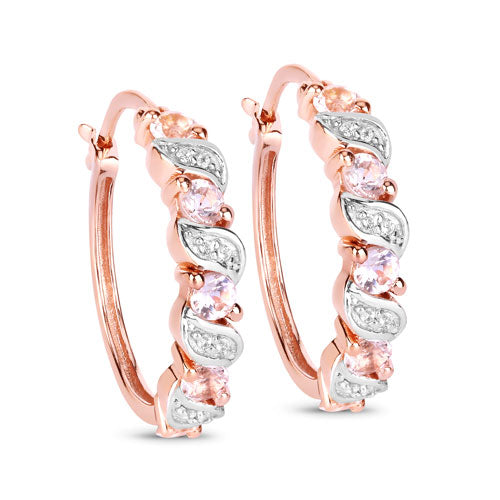 Bids.com 0.98 Carat Genuine Morganite and White Topaz .925 Sterling Silver Earrings Earrings