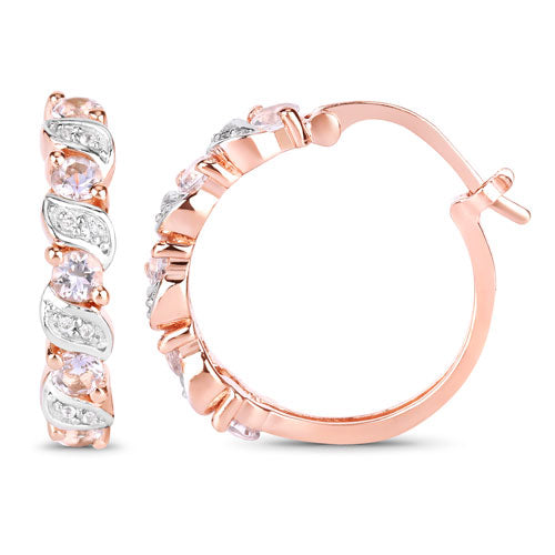 Bids.com 0.98 Carat Genuine Morganite and White Topaz .925 Sterling Silver Earrings Earrings