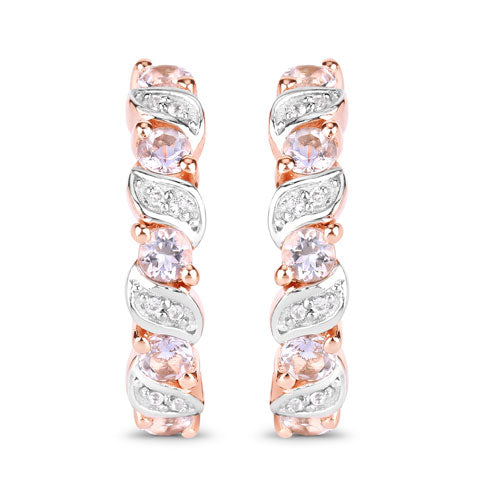 Bids.com 0.98 Carat Genuine Morganite and White Topaz .925 Sterling Silver Earrings Earrings