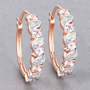 Bids.com 0.98 Carat Genuine Morganite and White Topaz .925 Sterling Silver Earrings Earrings