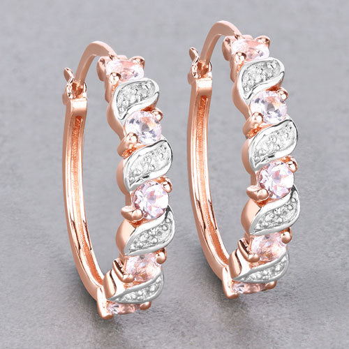 Bids.com 0.98 Carat Genuine Morganite and White Topaz .925 Sterling Silver Earrings Earrings