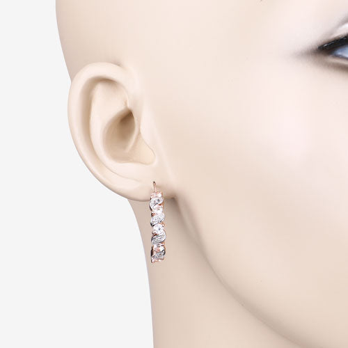 Bids.com 0.98 Carat Genuine Morganite and White Topaz .925 Sterling Silver Earrings Earrings