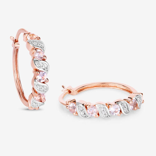 Bids.com 0.98 Carat Genuine Morganite and White Topaz .925 Sterling Silver Earrings Earrings