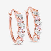Bids.com 0.98 Carat Genuine Morganite and White Topaz .925 Sterling Silver Earrings Earrings