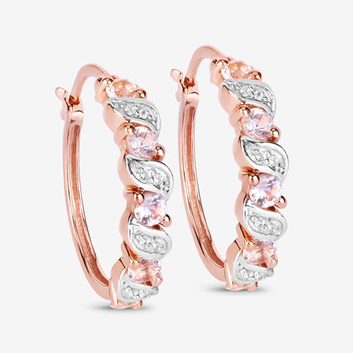 Bids.com 0.98 Carat Genuine Morganite and White Topaz .925 Sterling Silver Earrings Earrings