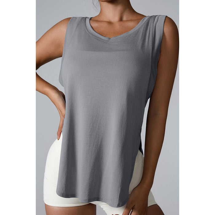 Slit Round Neck Active Tank